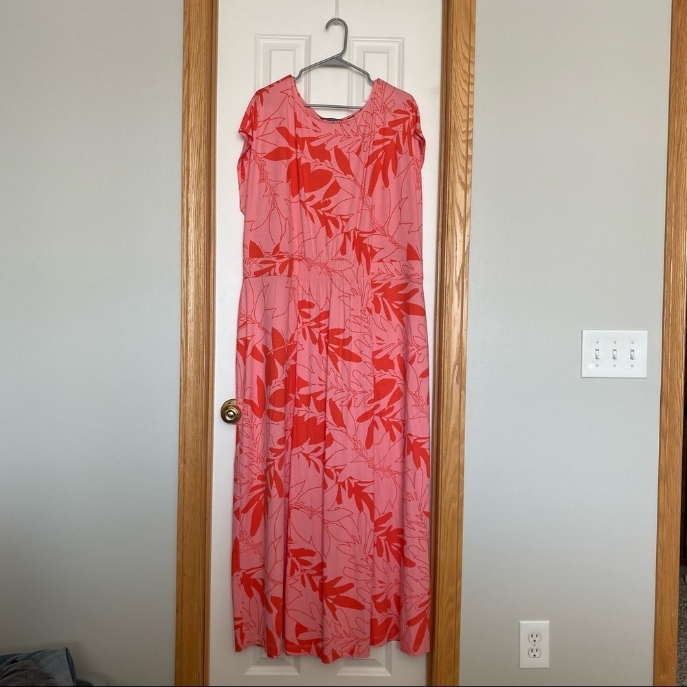 Lands End Pink and Orange Tropical Maxi Dress Size 2X